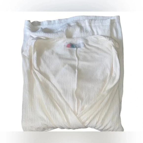 Free People Beach Dress Womens Large Stasia Long Sleeve Cutout Mini Ivory - Picture 3 of 9